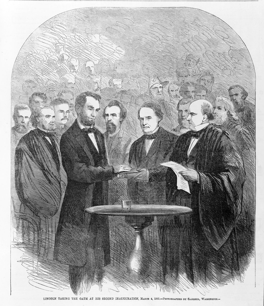 Lincoln Taking the Oath at His Second Inauguration, March 4, 1865, Published 1865 by American School