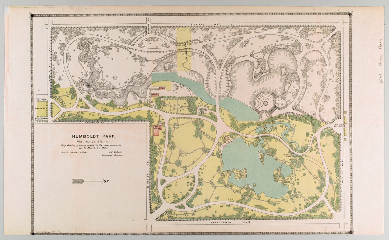 Map of Humboldt Park Depicting Park Improvements, Chicago, Illinois by American School