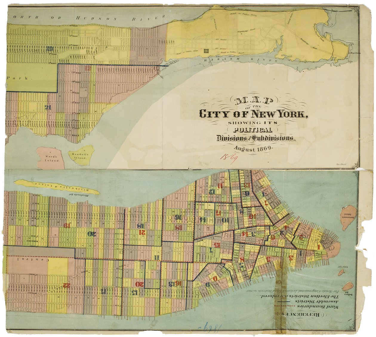 Map of the city of New York, showing its political divisions and subdivisions by American School