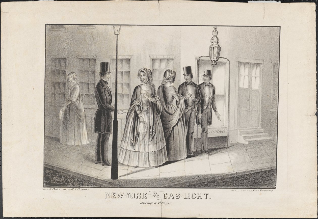 New York by Gas Light, Hooking a Victim, c.1850 by American School