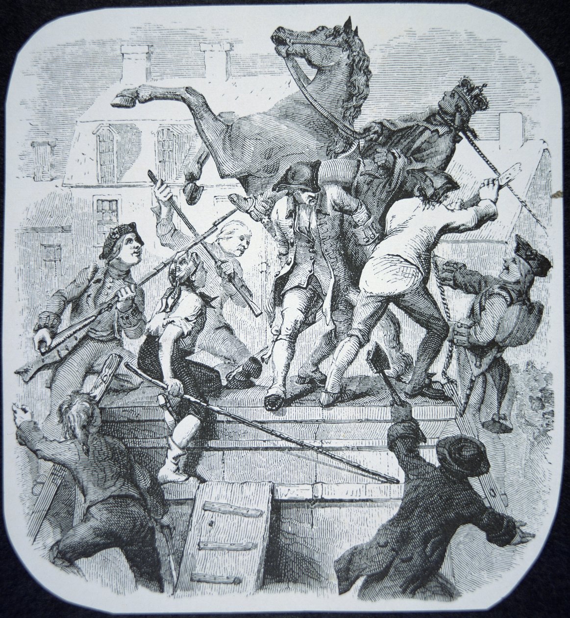 New York Rebels Pull Down the Statue of the Hated George III of England by American School