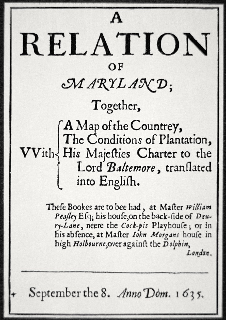Pamphlet on the Colony of Maryland Issued by the Second Lord Baltimore by American School