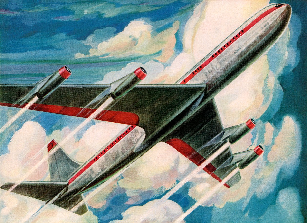 Passenger Jet Zooming Into the Sky by American School