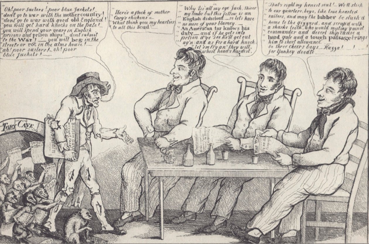Political Cartoon on the Eve of the War of 1812, c.1812 by American School