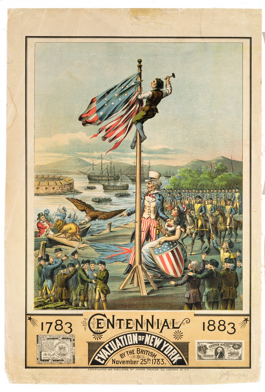 Poster advertising the Centennial of the Evacuation of New York by the British on November 25th 1783, 1883 by American School