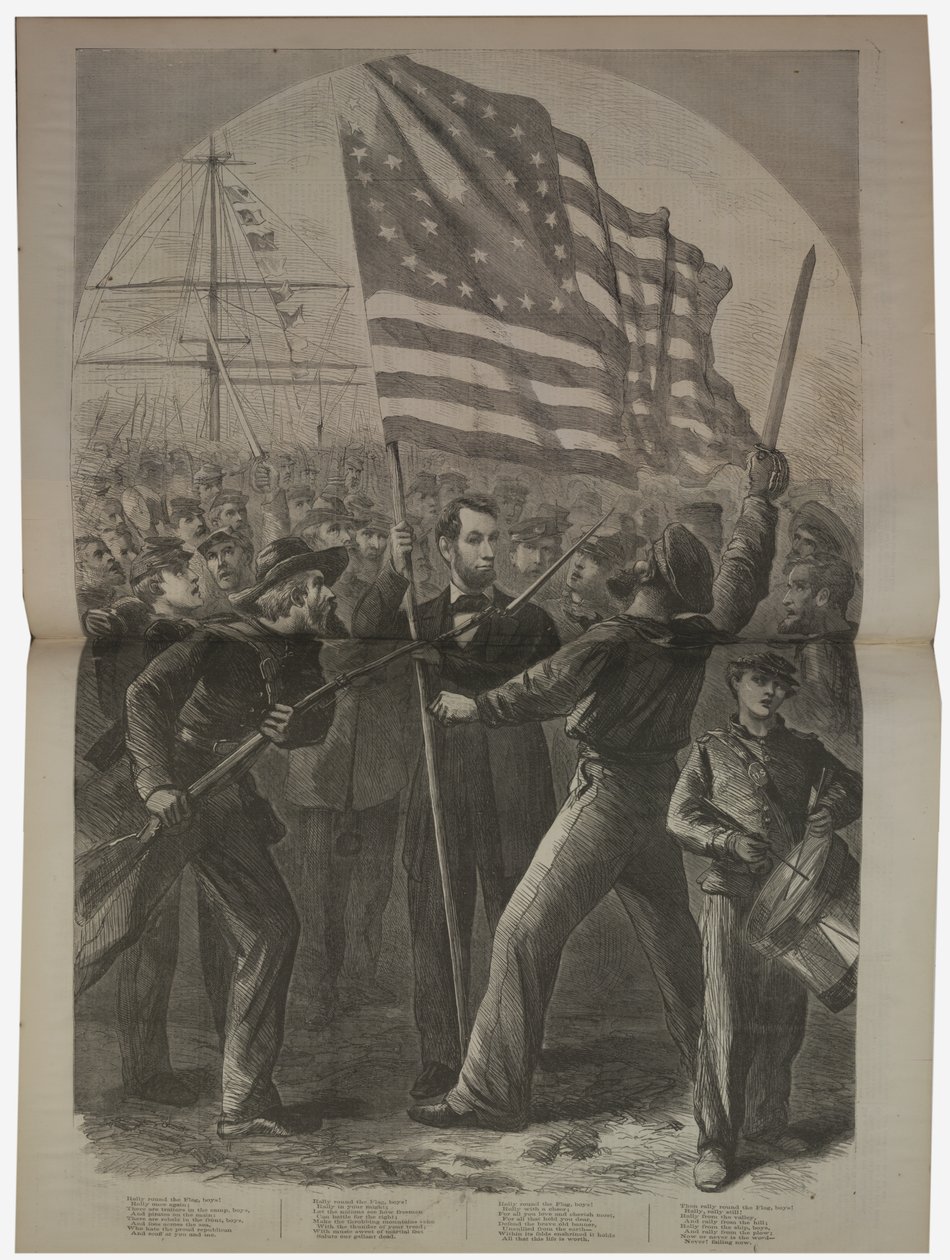 President Lincoln getting involved in the Battle of Fort Stevens, illustration from 