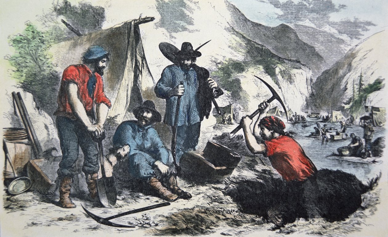 Prospectors during the Californian Gold Rush of 1849 by American School
