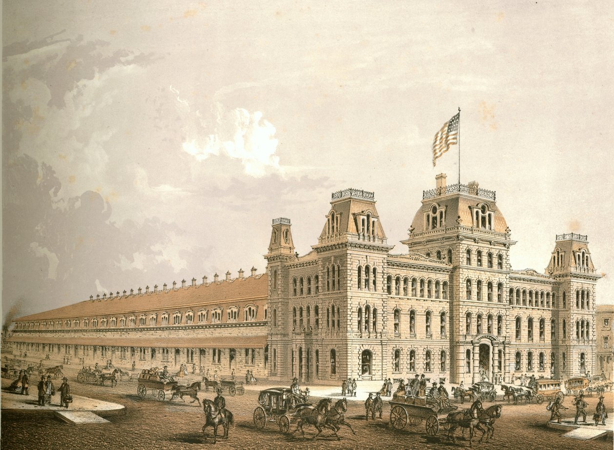 Railroad Depot, from Chicago Illustrated, with Literary Descriptions by James W. Sheahan, Published by Jevne & Almini, Chicago by American School