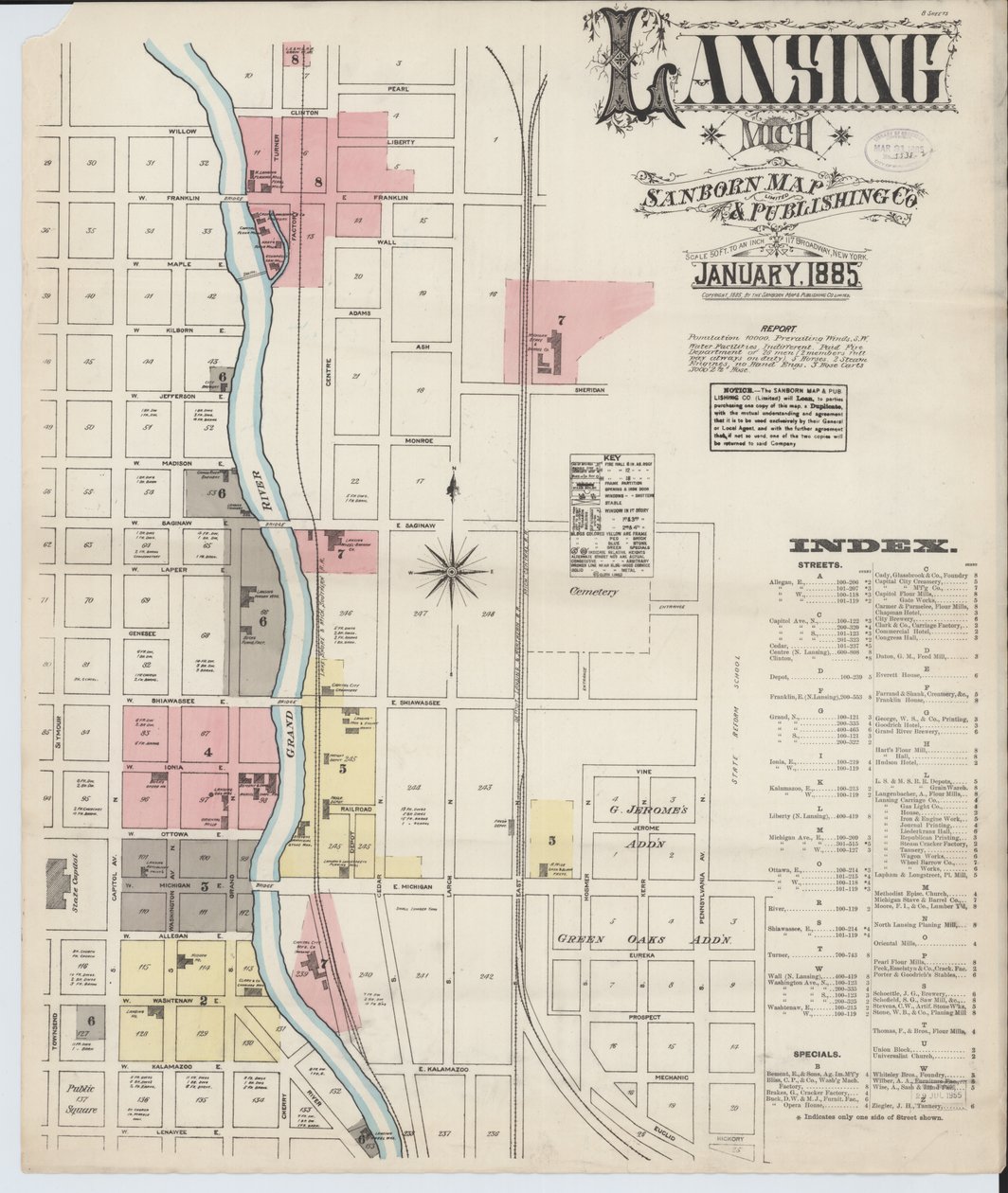 Sanborn Fire Insurance Map from Lansing, Ingham County, Michigan by American School