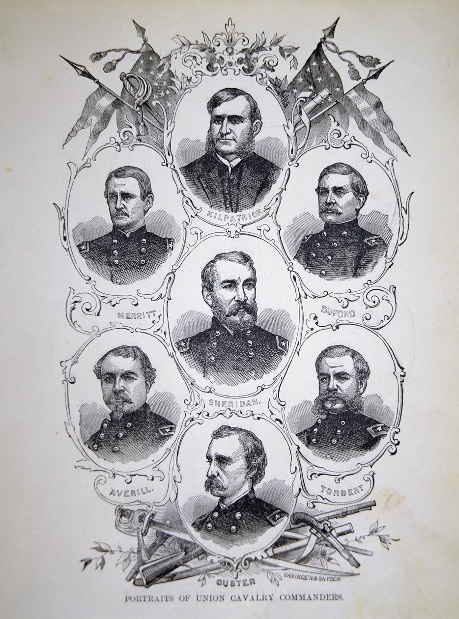 Seven Portraits of Prominent Cavalry Commanders of the Union Army by American School