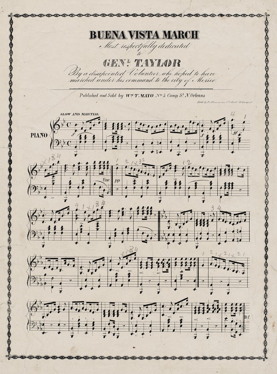 Sheet Music, Buena Vista March by American School