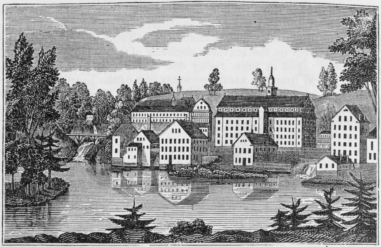 South-East View of the Factories at Yantic Falls, Norwich, from 