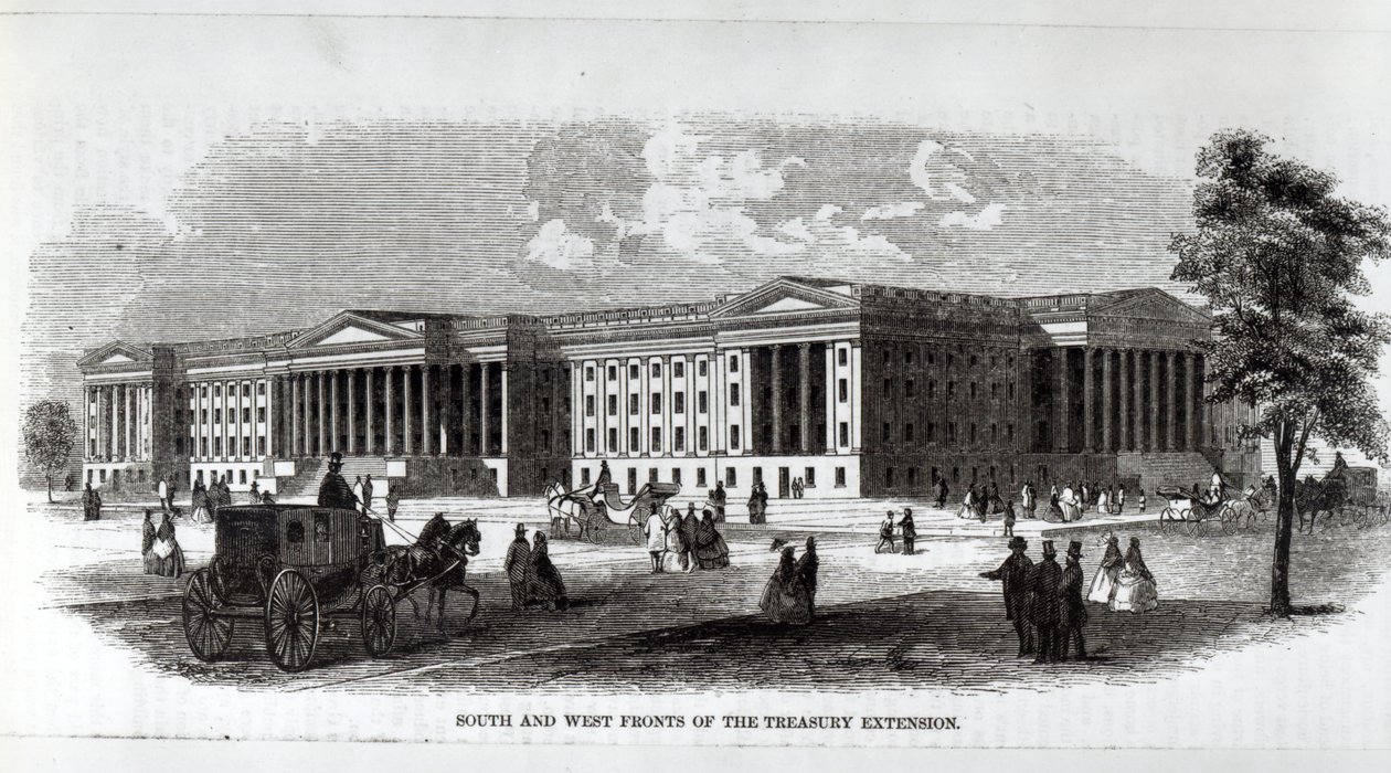 South and West Fronts of the Treasury Extension, from 