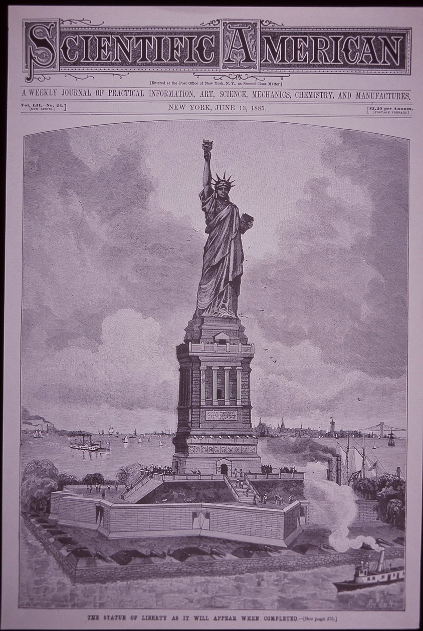 Statue of Liberty ‘As It Will Appear When Completed’ on Cover of Scientific American by American School