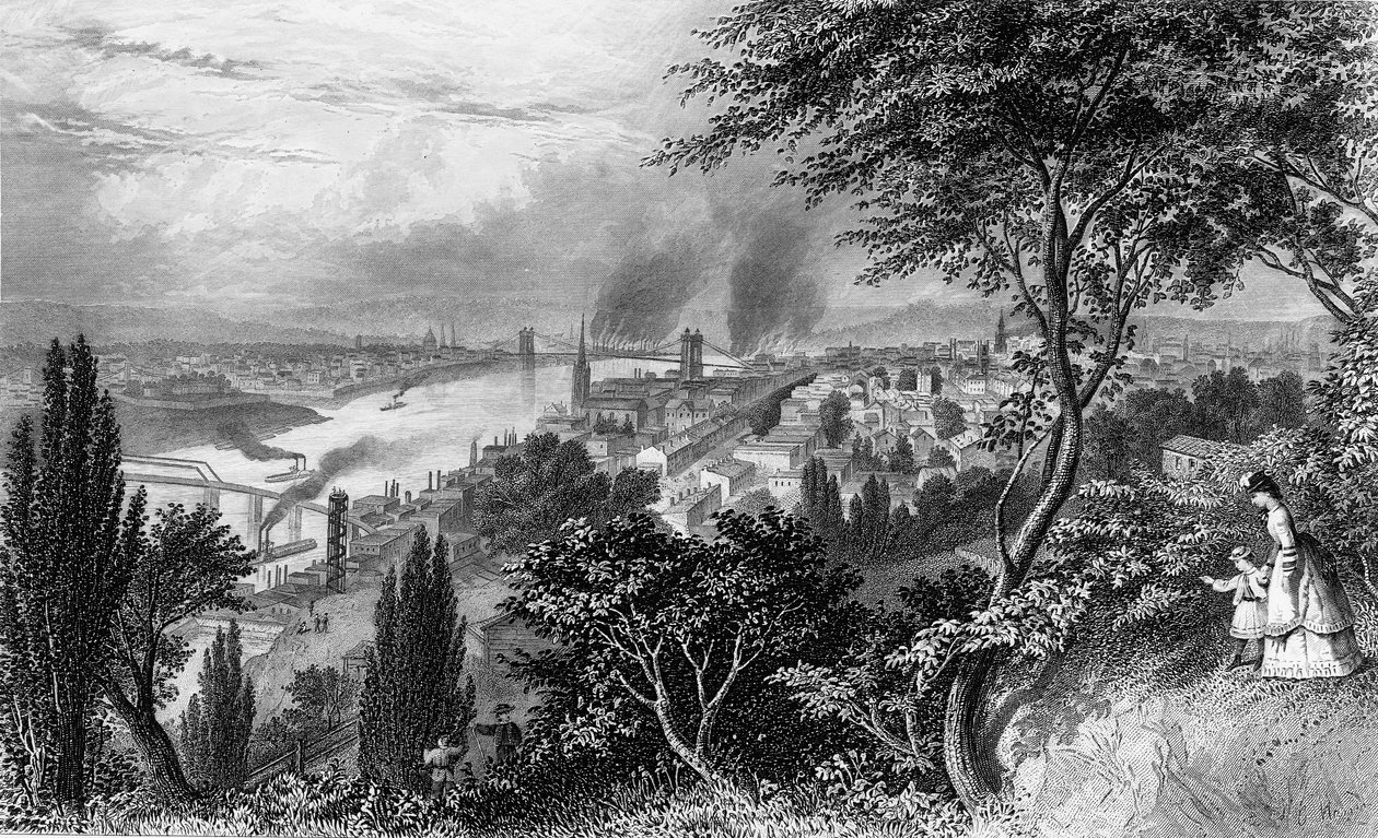 The City of Cincinnati, Ohio, from Picturesque America Volume II, printed New York 1872 by American School