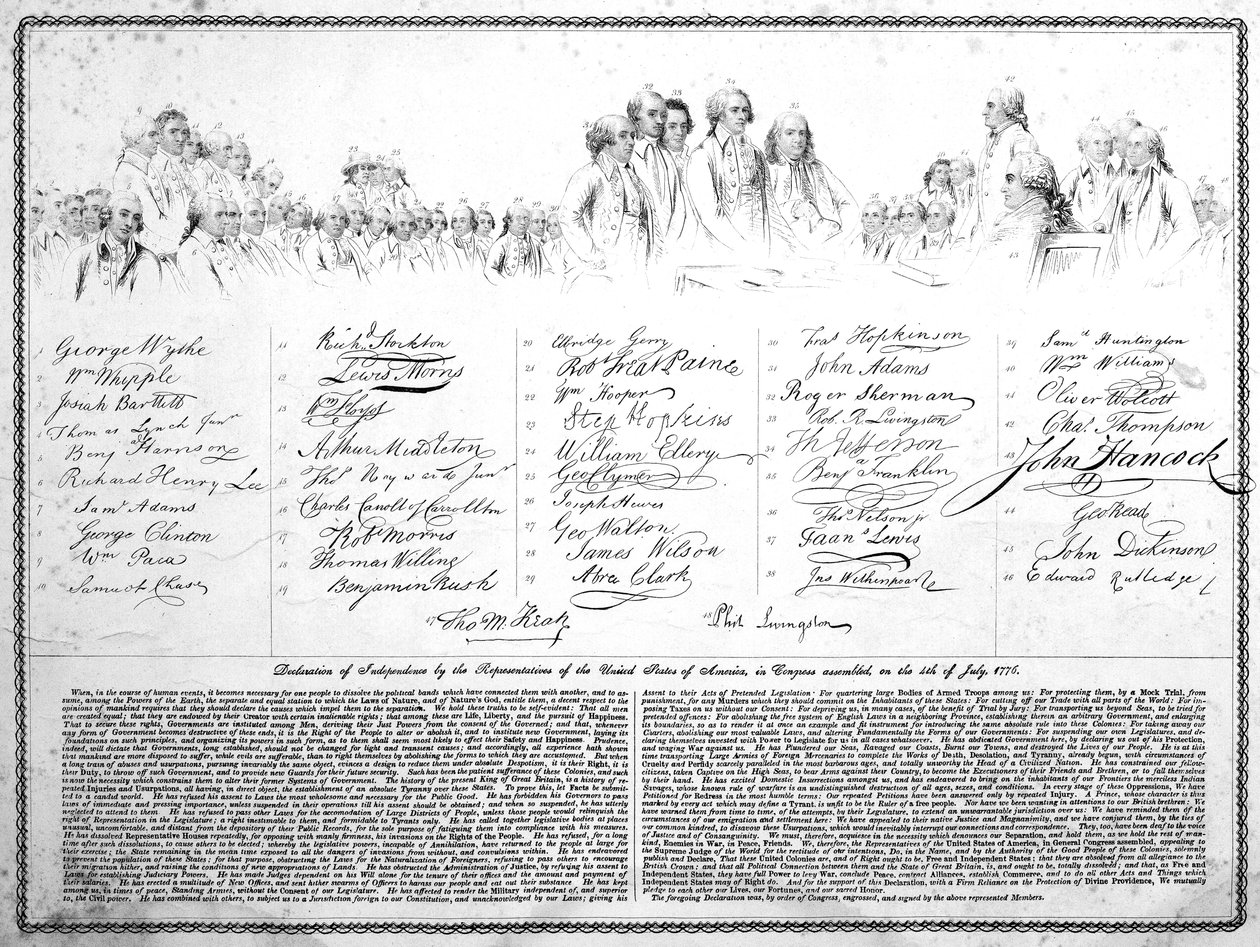 The Declaration of Independence, Engraved Copy by American School
