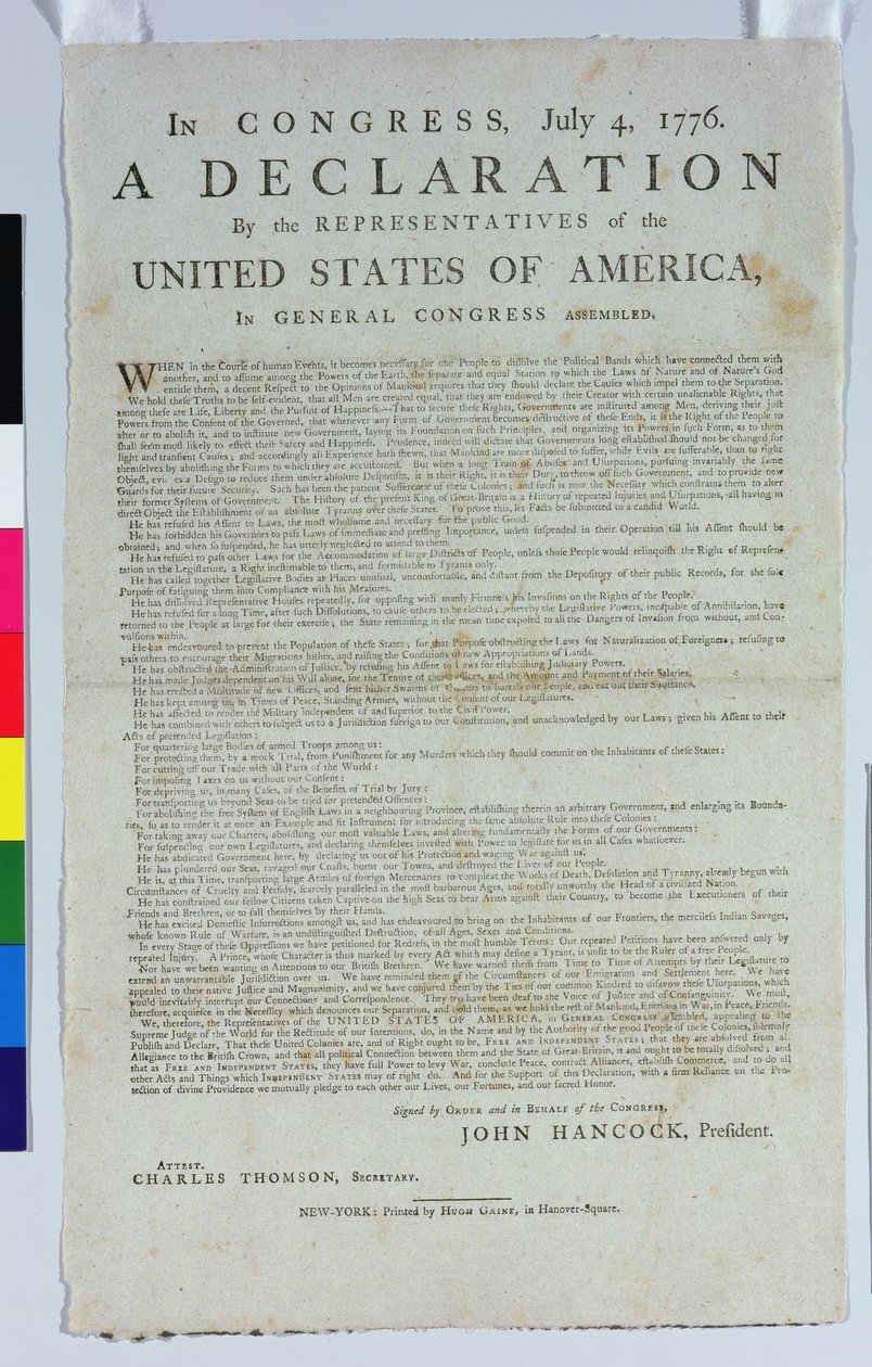 The Declaration of Independence, 1776 by American School