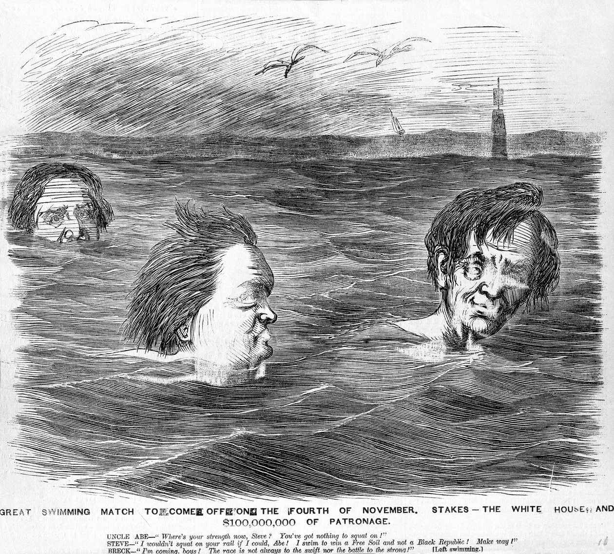 The Great Swimming Match to come off on the Fourth of November, c.1860 by American School