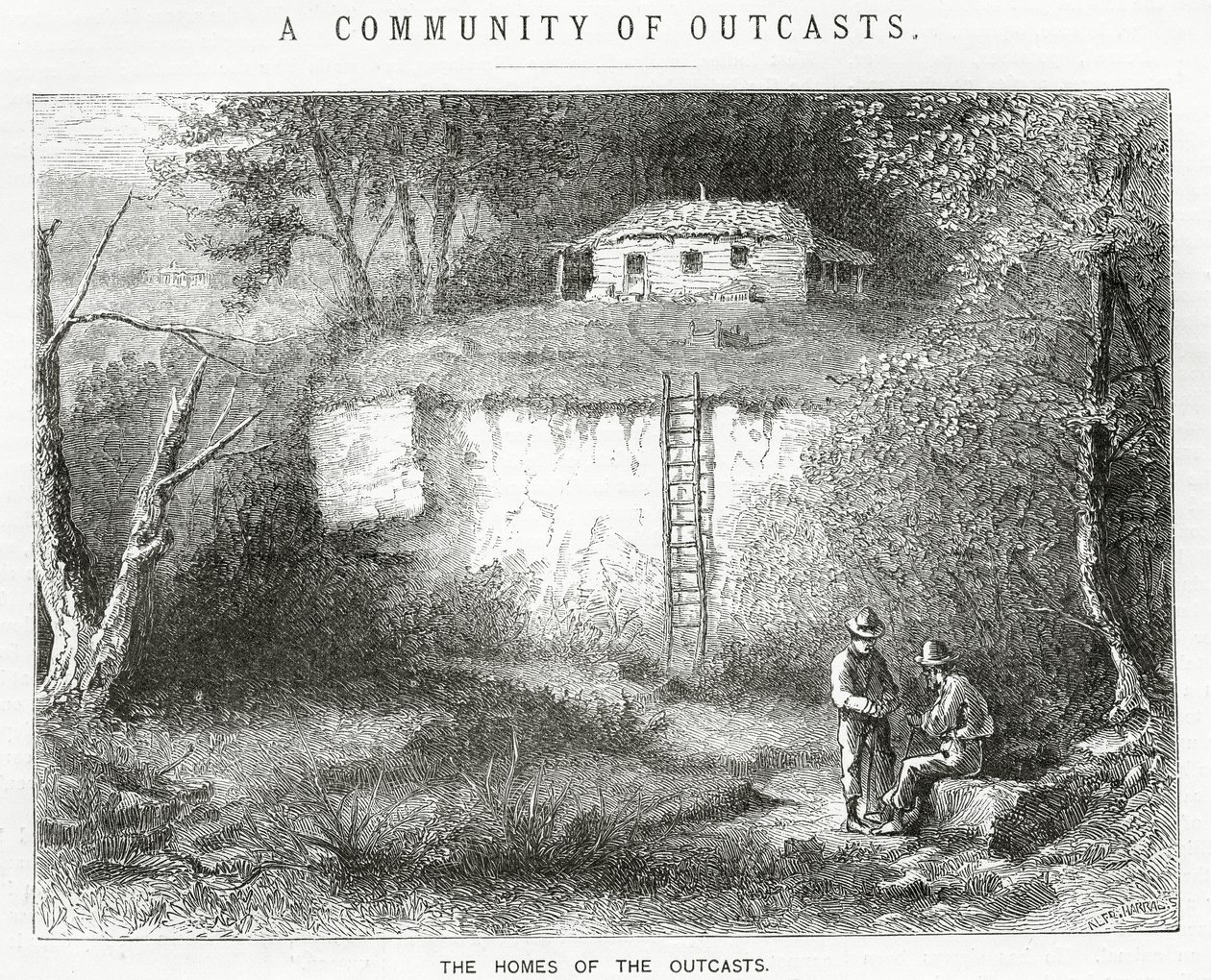 The Homes of the Outcasts, Illustration for A Community of Outcasts by American School