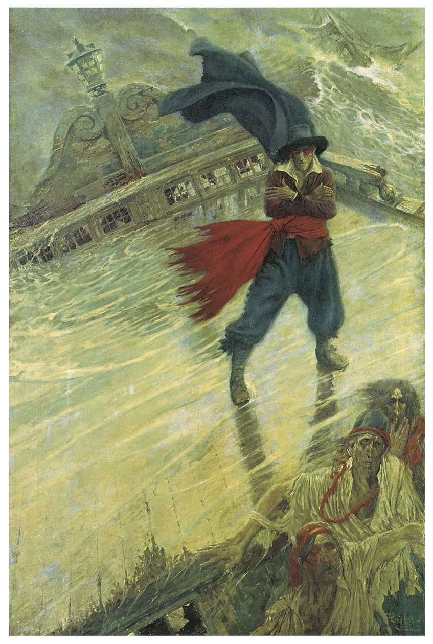 The Legend of the Ghost Ship or the Flying Dutchman: A Dutch Commander Condemned to Wander on His Ship Forever, Illustration by Howard Pyle (1853-1911) from Collier