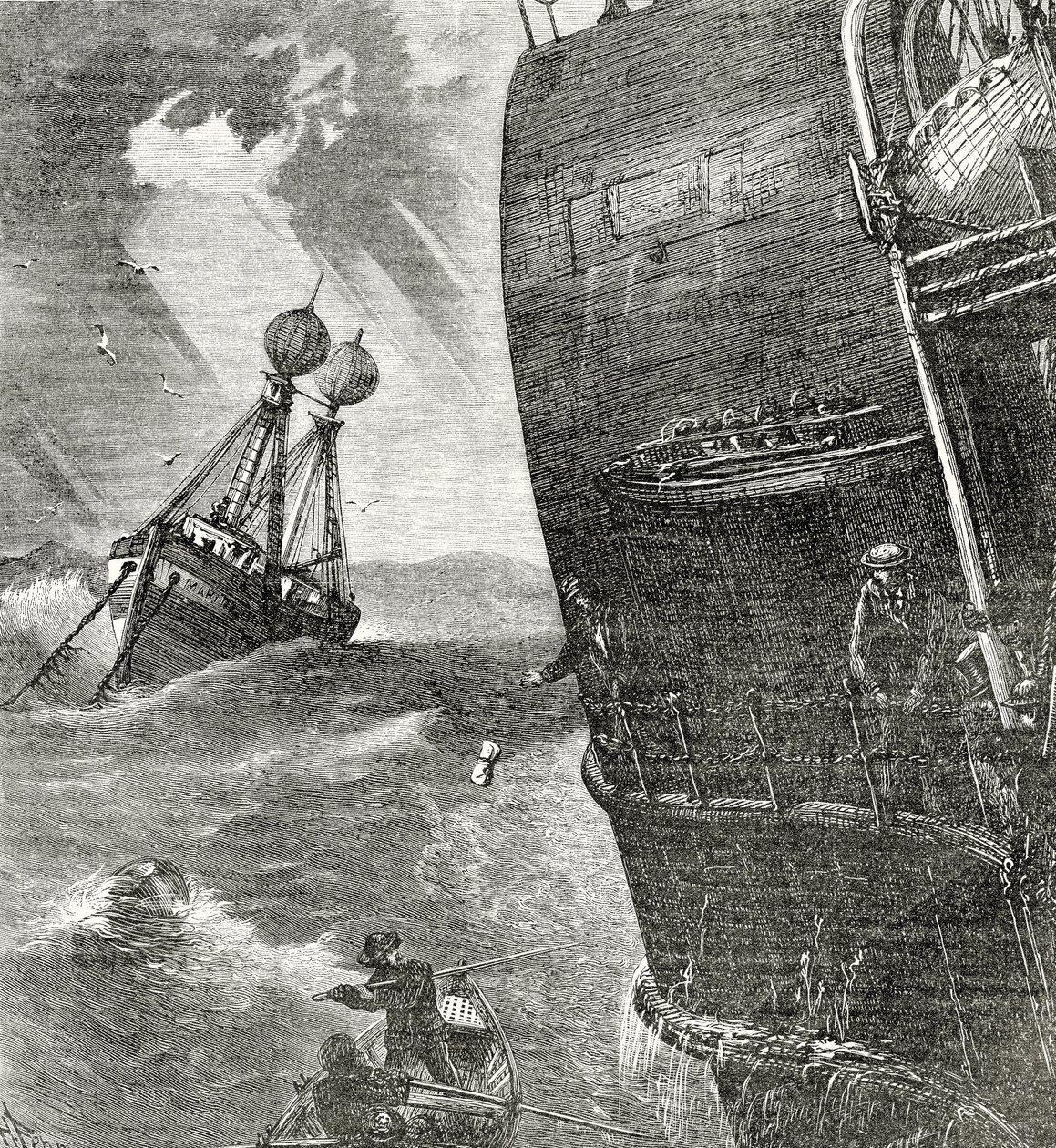 The Light-Ship and Incoming Steamer, Frontispiece Illustration from Appletons Journal, May 4, 1872 by American School