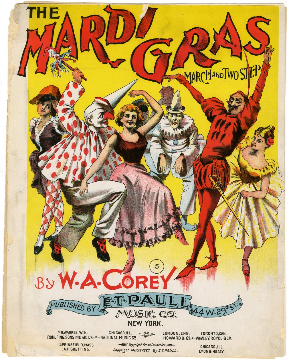 The Mardi Gras March and Two Step [sheet music cover] by American School