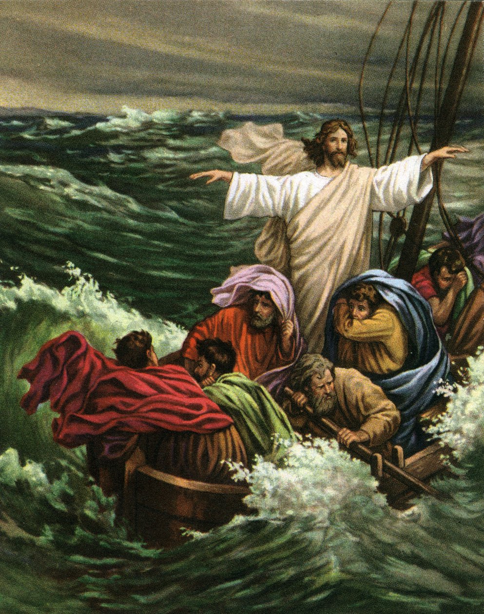The Miracle of Christ Calming the Storm on the Sea of Galilee by American School