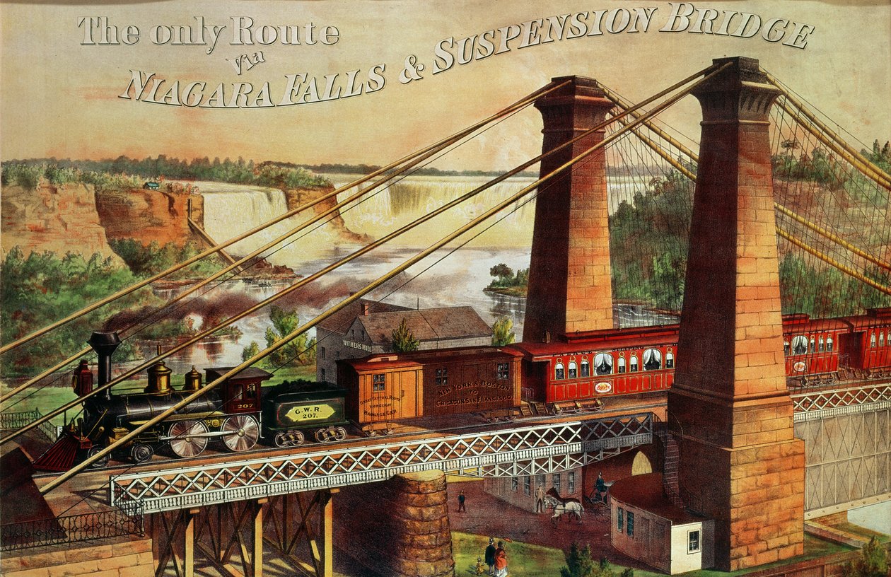 The Only Route via Niagara Falls and the Suspension Bridge by American School