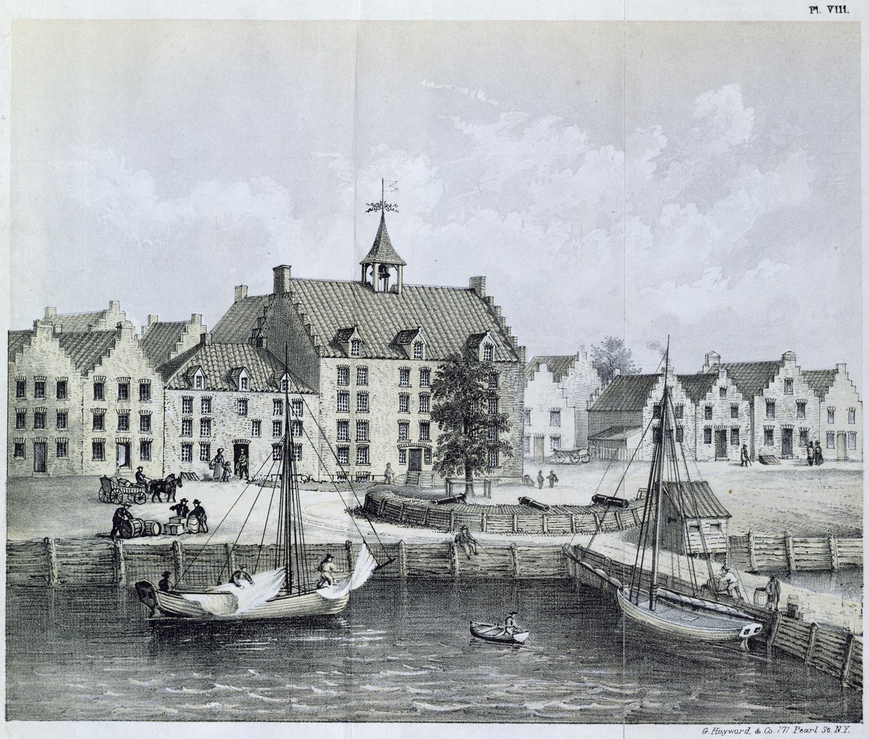 The Stadthuys of New York in 1679, Corner of Pearl Street and Coentijs Slip, from Journal of a Voyage to New York in 1679-80 by Jasper Danckaerts and Peter Sluyter by American School