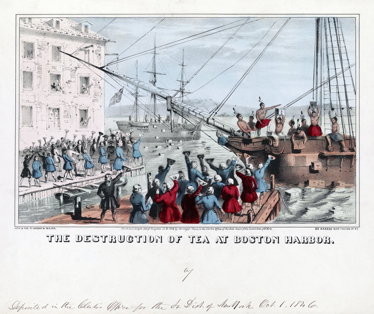 The Destruction of Tea at Boston Harbor by American School