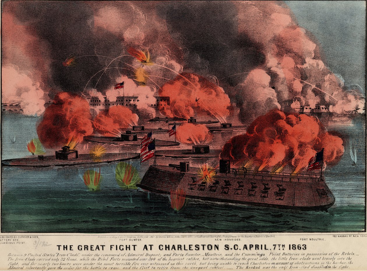 The great fight at Charleston S.C., April 7th 1863, pub. Currier & Ives, 1863 by American School