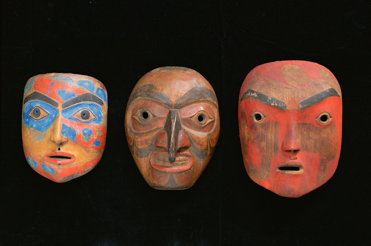 Three shaman masks by American School