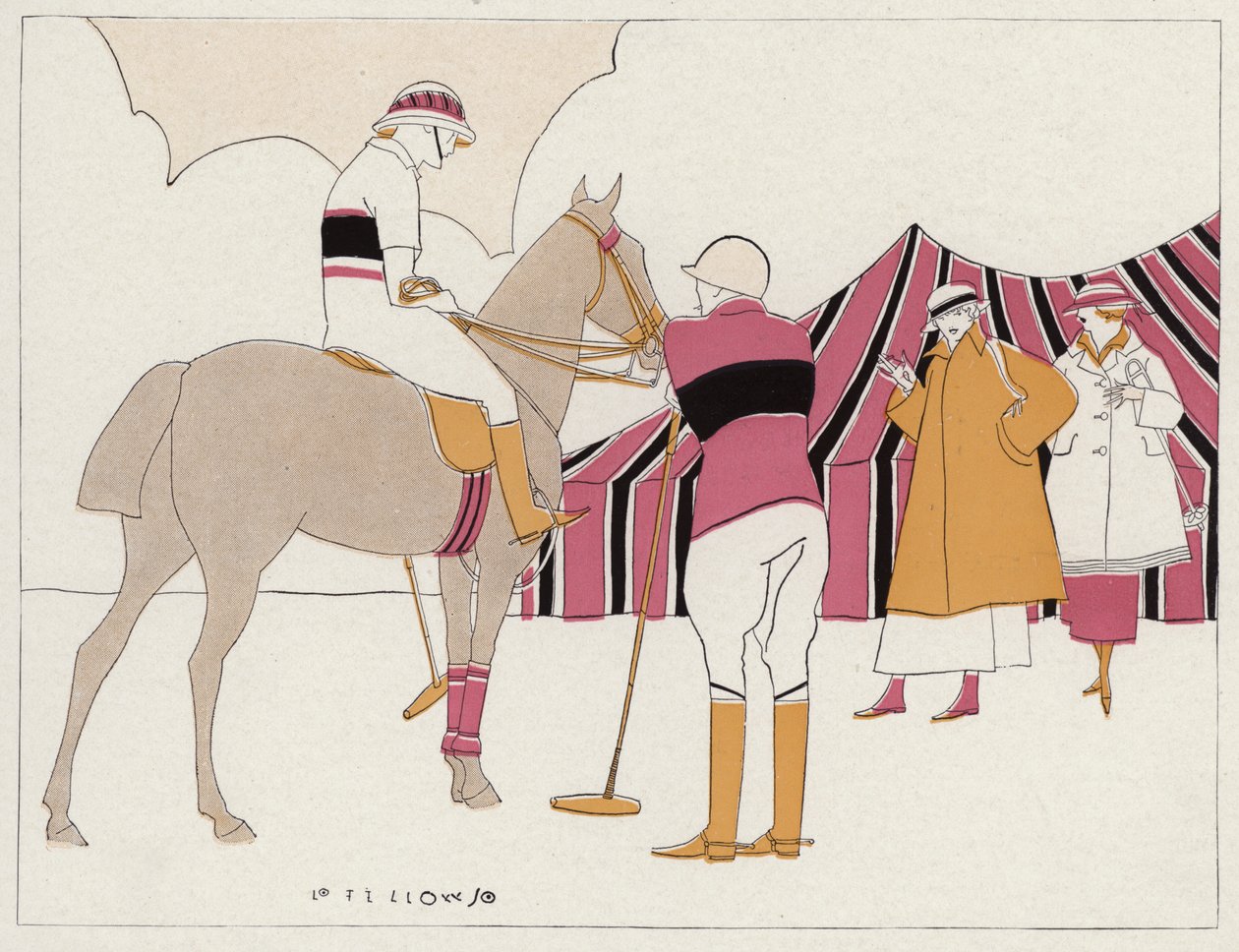 Two Couples at the Polo Club, a Scene from the Short Story 