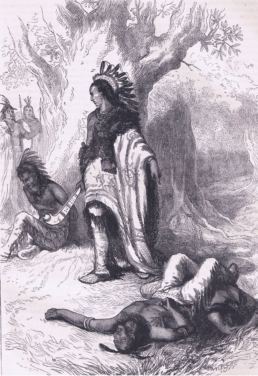 Uncas and Miantonomoh (1643), illustration from Cassell