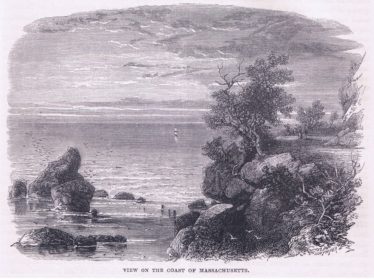 View of the coast of Massachusetts 1644, illustration from Cassell