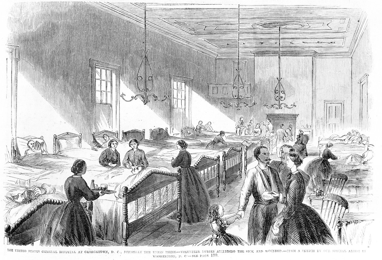 Volunteer Nurses Attending the Sick at the US General Hospital in Georgetown by American School