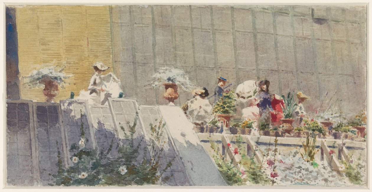 Visitors at a Flower Nursery by Amero Cagnoni