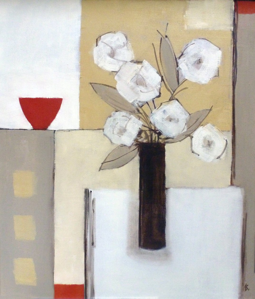 Red Bowl, White Flowers by Ana Bianchi