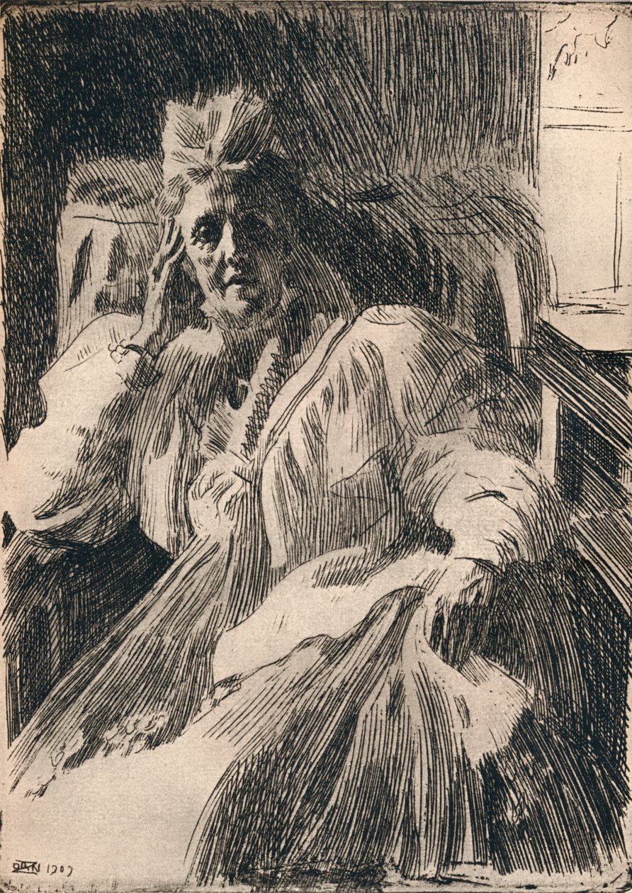 An Etching of the Dowager Queen of Sweden by Anders Leonard Zorn