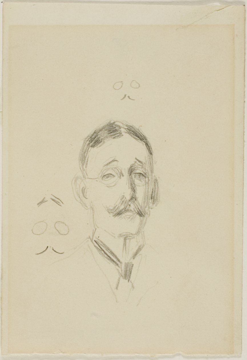 Head of a Man with Glasses with Two Sketches by Anders Zorn