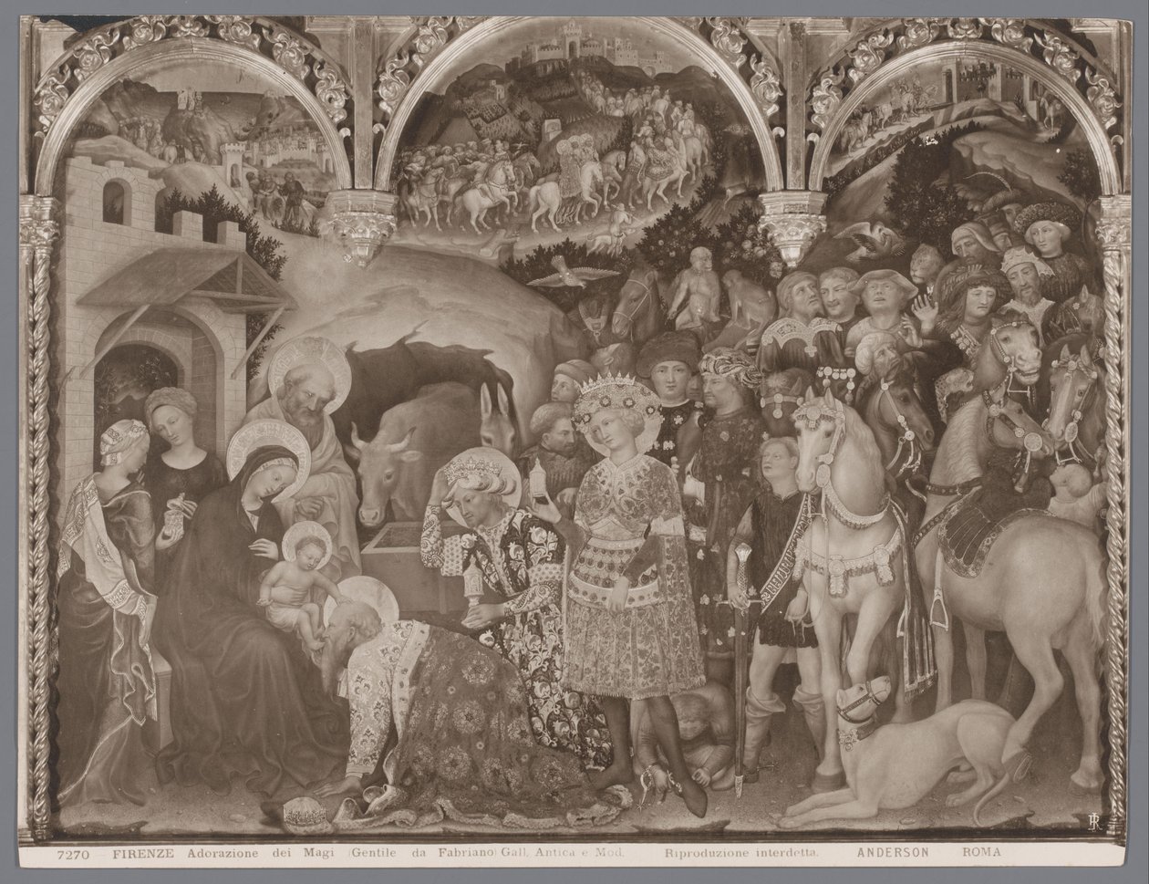 Photoreproduction of the Painting Adoration of the Magi by Gentile da Fabriano by Anderson (firma)