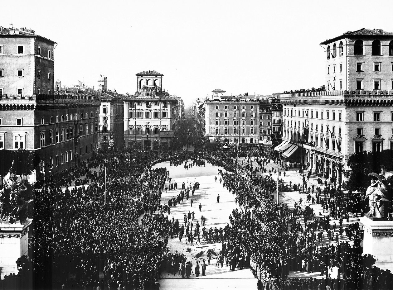 Piazza Venezia in Rome during the Fascist celebration commemorating the Unknown Soldier at the Altare della Patria (Altar of the Fatherland) by Anderson Anderson