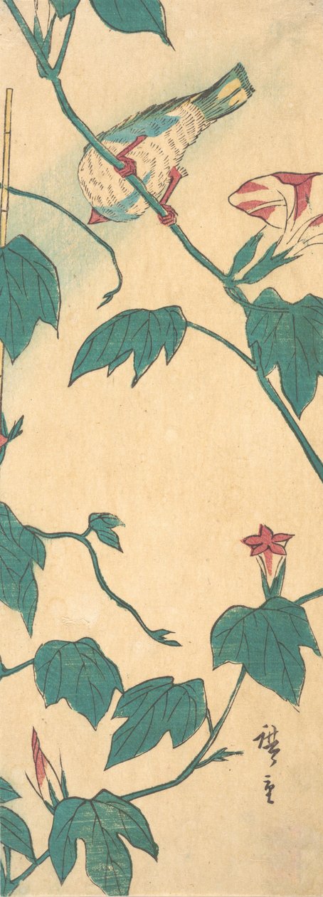 Morning Glories and Bird by Ando Hiroshige