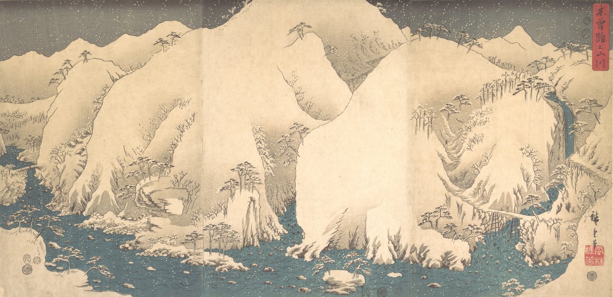 The Kiso Mountains in Snow by Ando Hiroshige