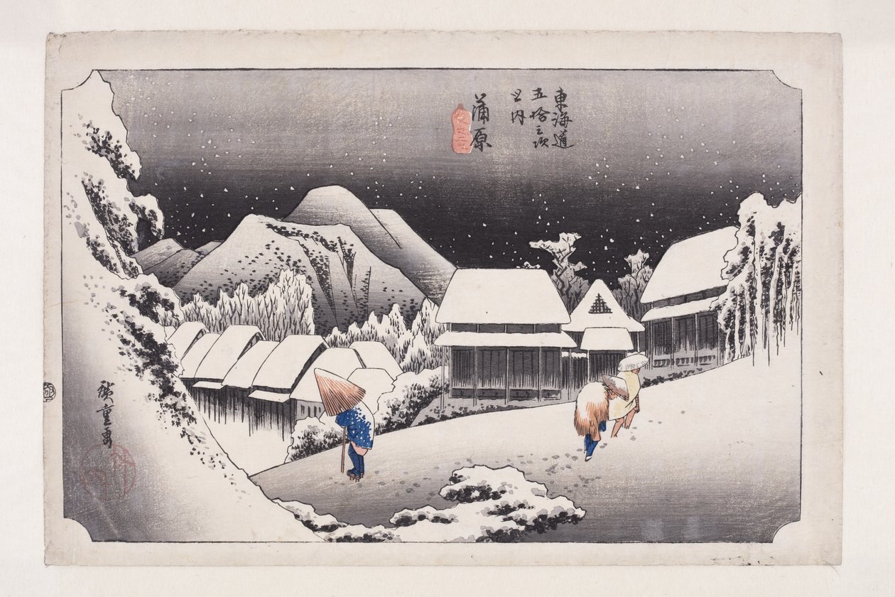 Kanbara: Night Snow by Ando or Utagawa Hiroshige