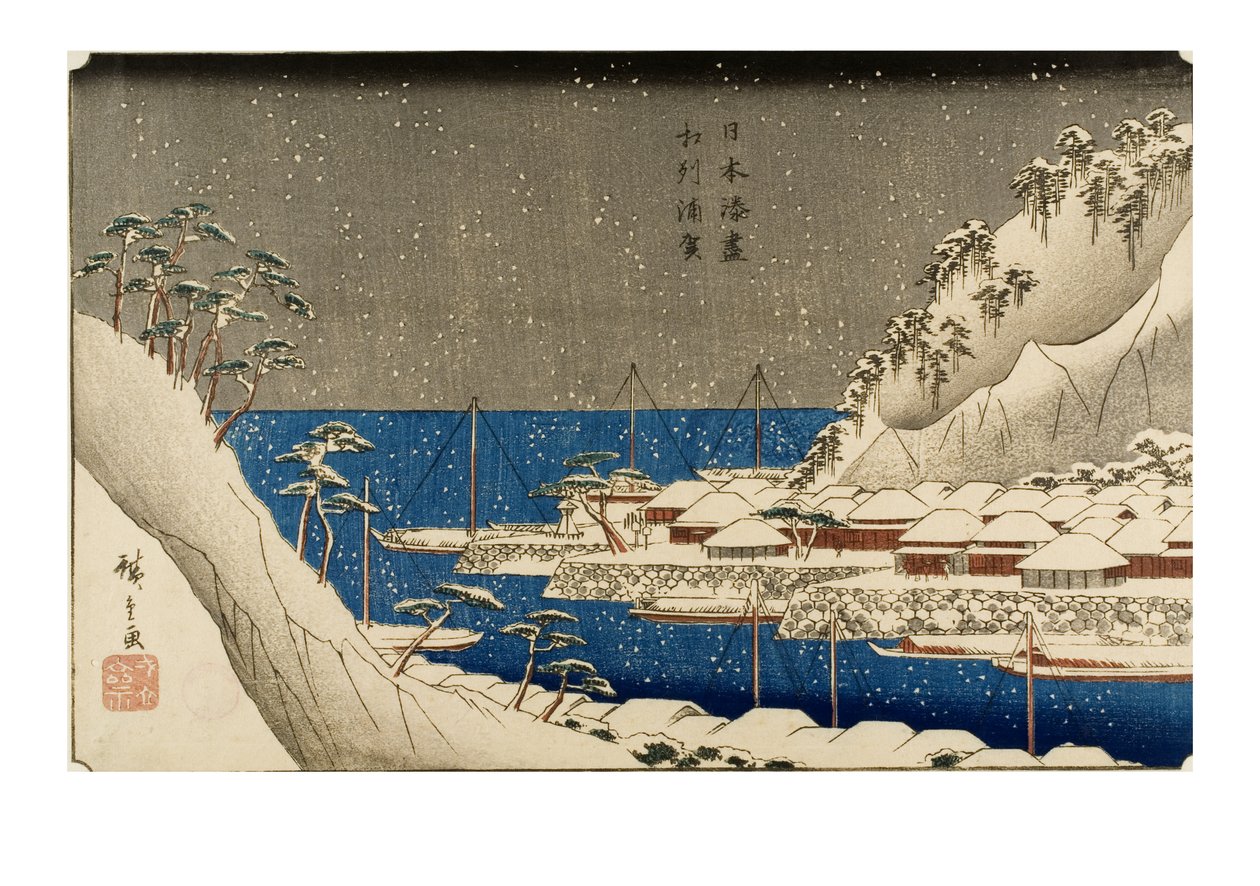 Uraga in Snow, Edo Period by Ando or Utagawa Hiroshige