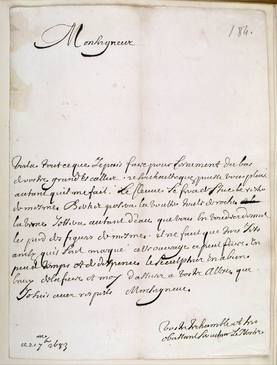 Letter from Le Nôtre to Grand Condé by Andre Le Notre