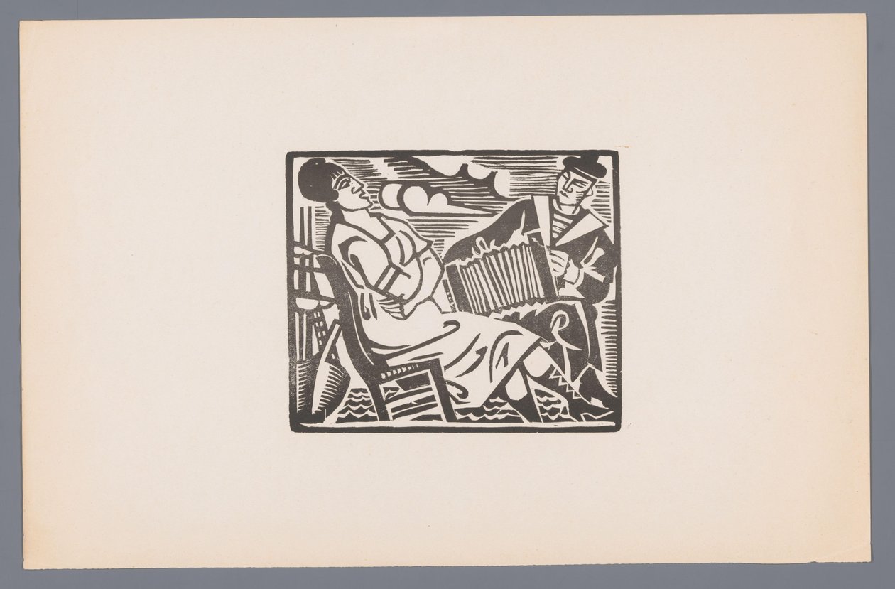 Woman on chair and sailor with accordion by André Lhote