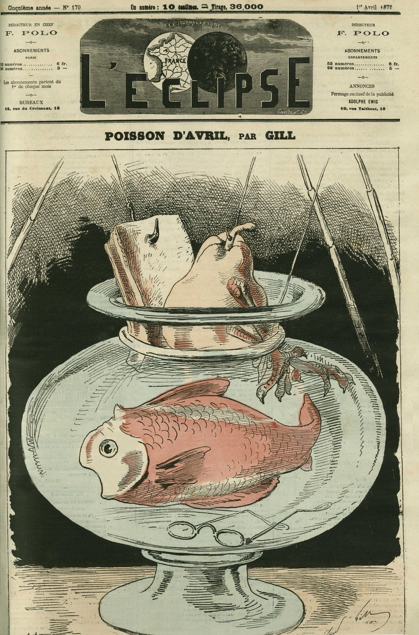 April Fish, the Fish Being Adolphe Thiers (1797-1877). Cover in 