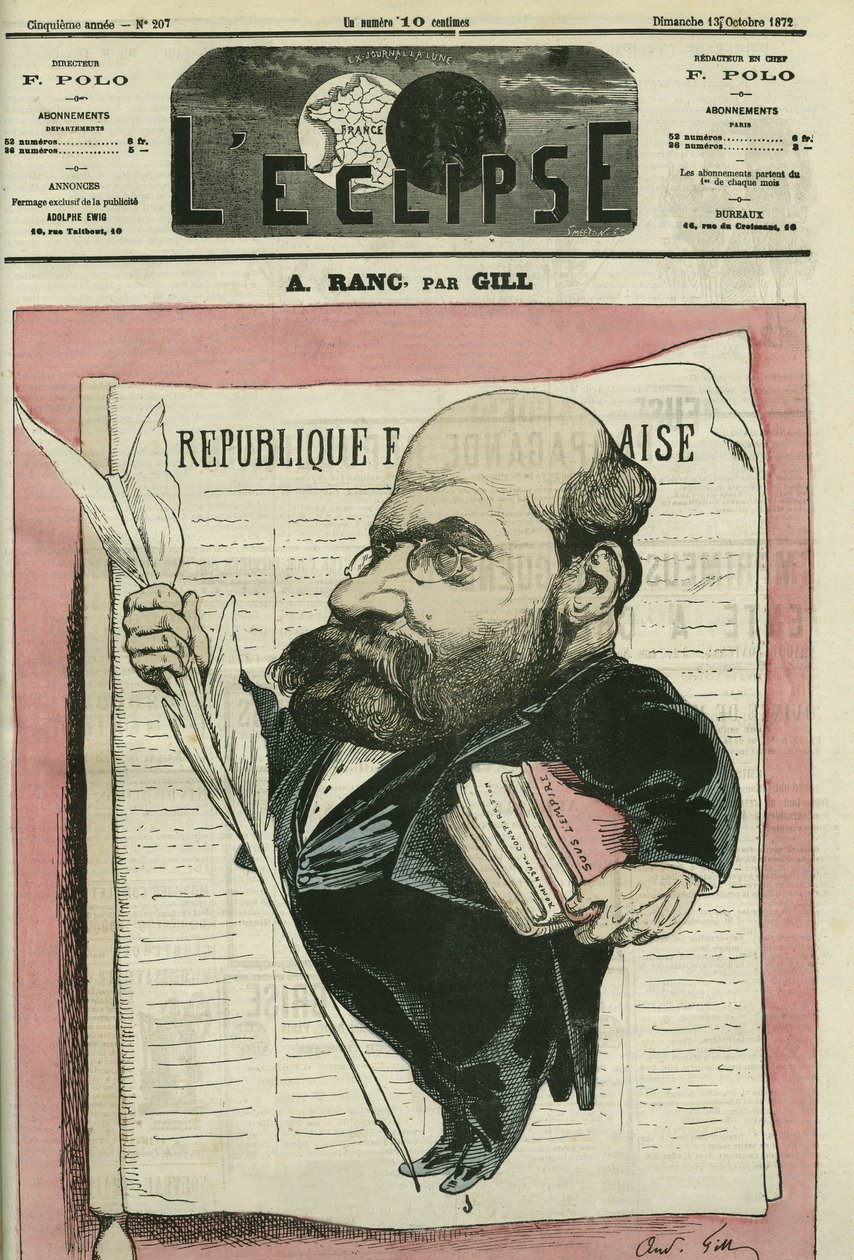Arthur Ranc (1831-1908), French Journalist and Politician. Cover in 
